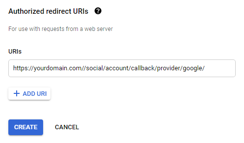 Authorize redirect URLs | Social Login for Magento 2