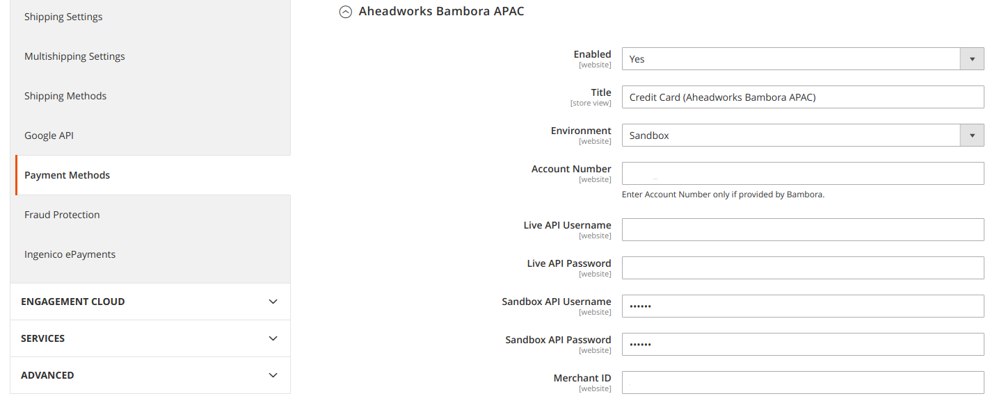 Extension Settings | Bambora APAC for Magento 2