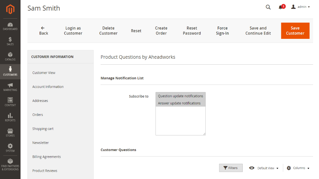 Product Questions in Customers Area  | Product Questions for Magento 2