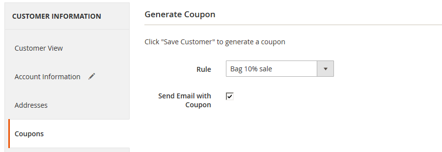 Generating coupons from customer account | Coupon Code Generator for Magento 2