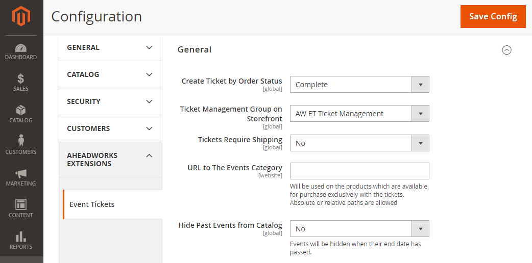 General Settings | Event Tickets for Magento 2