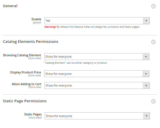 General Configuration | Customer Group Catalog Permissions for Magento 2