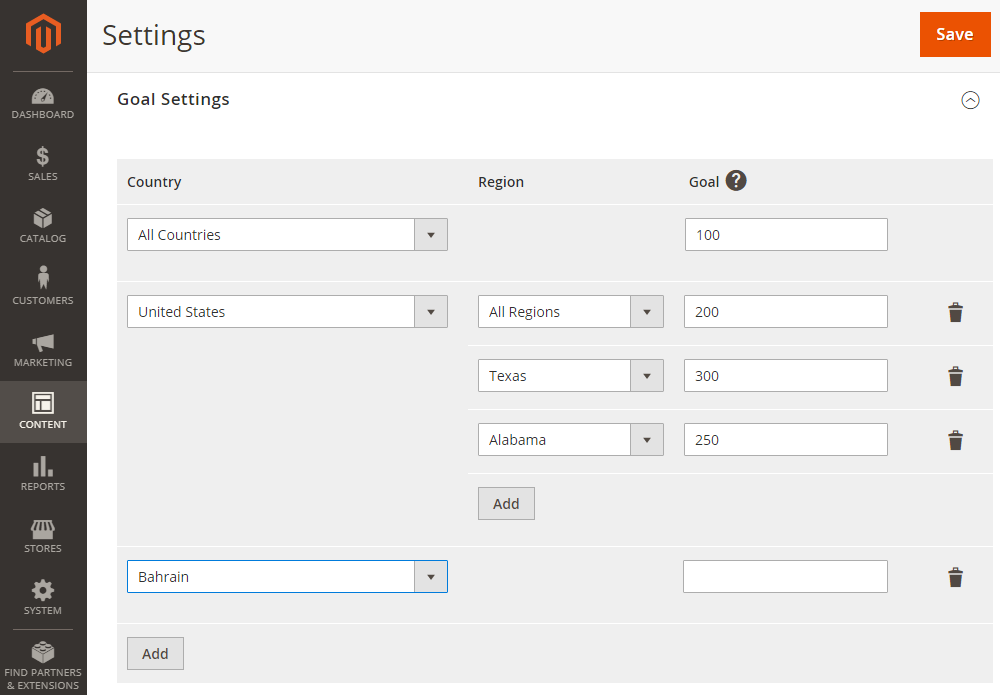 Goal Settings | Free Shipping Bar for Magento 2