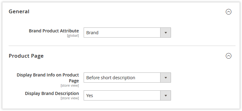 General and Product Page Settings | Shop by Brand for Magento 2
