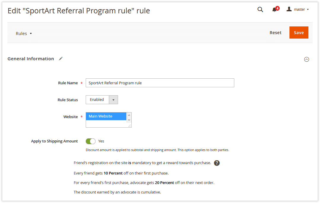 Rule Editing | Refer a Frined for Magento 2