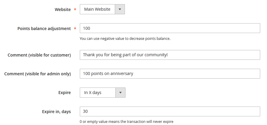 Add New Transaction | Reward Points for Magento 2