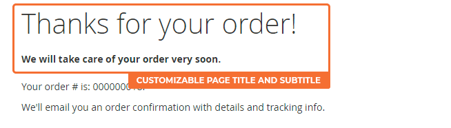 Text below the page title | Order Success Page for Magento 2