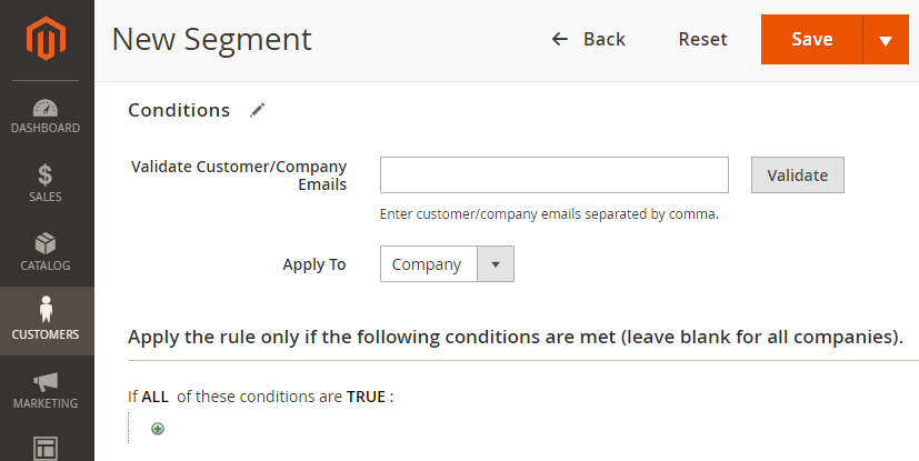 Company Accounts integration | Customer Segmentation for Magento 2