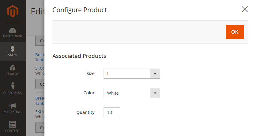 Configure product | Cart to Quote for Magento 2