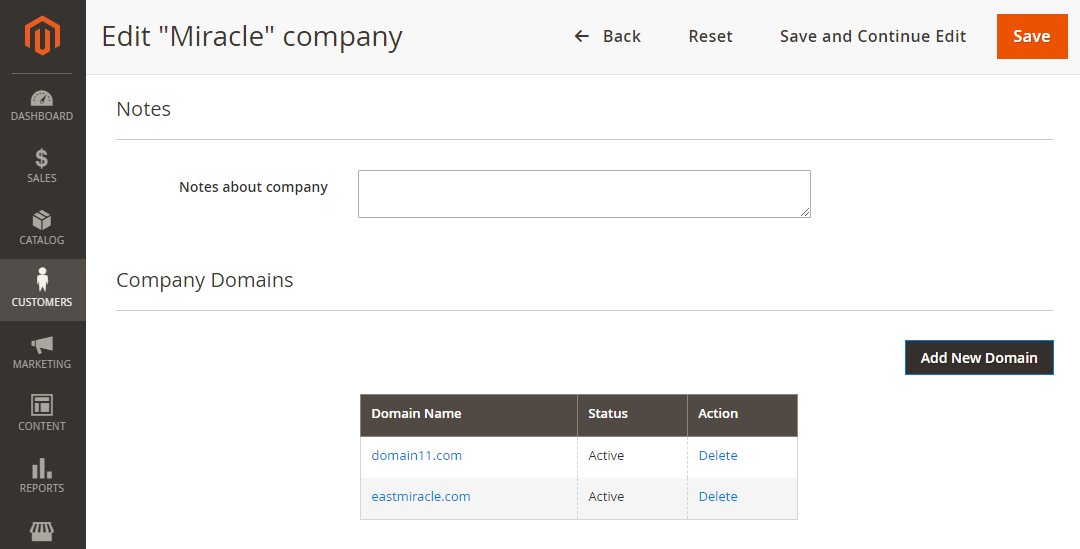 Edit company | Company Accounts for Magento 2