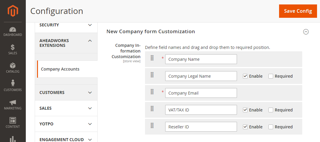 Company Information Customization | Company Accounts for Magento 2
