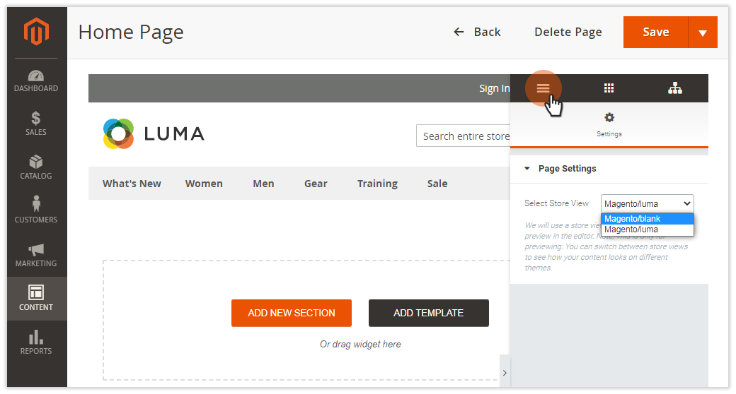 Page Settings | Buildify for Magento 2