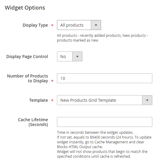 Widget options | Buildify for Magento 2
